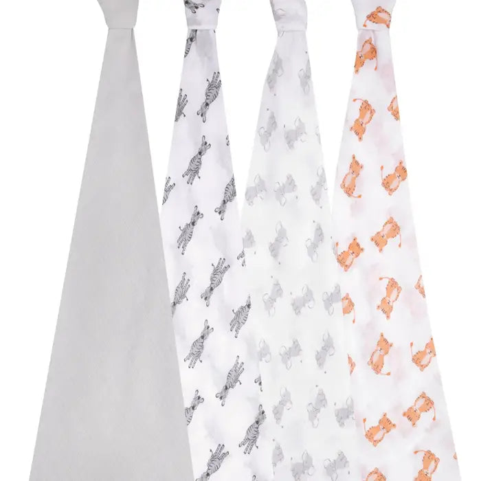 Aden + Anais Essentials Cotton Swaddle Safari Babies (Pack of 4)