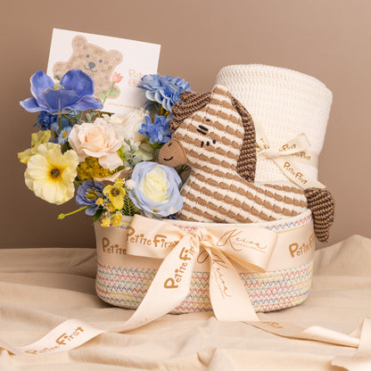 Harris the Horse Premium Hamper (Baby Boy / Cream Blanket)