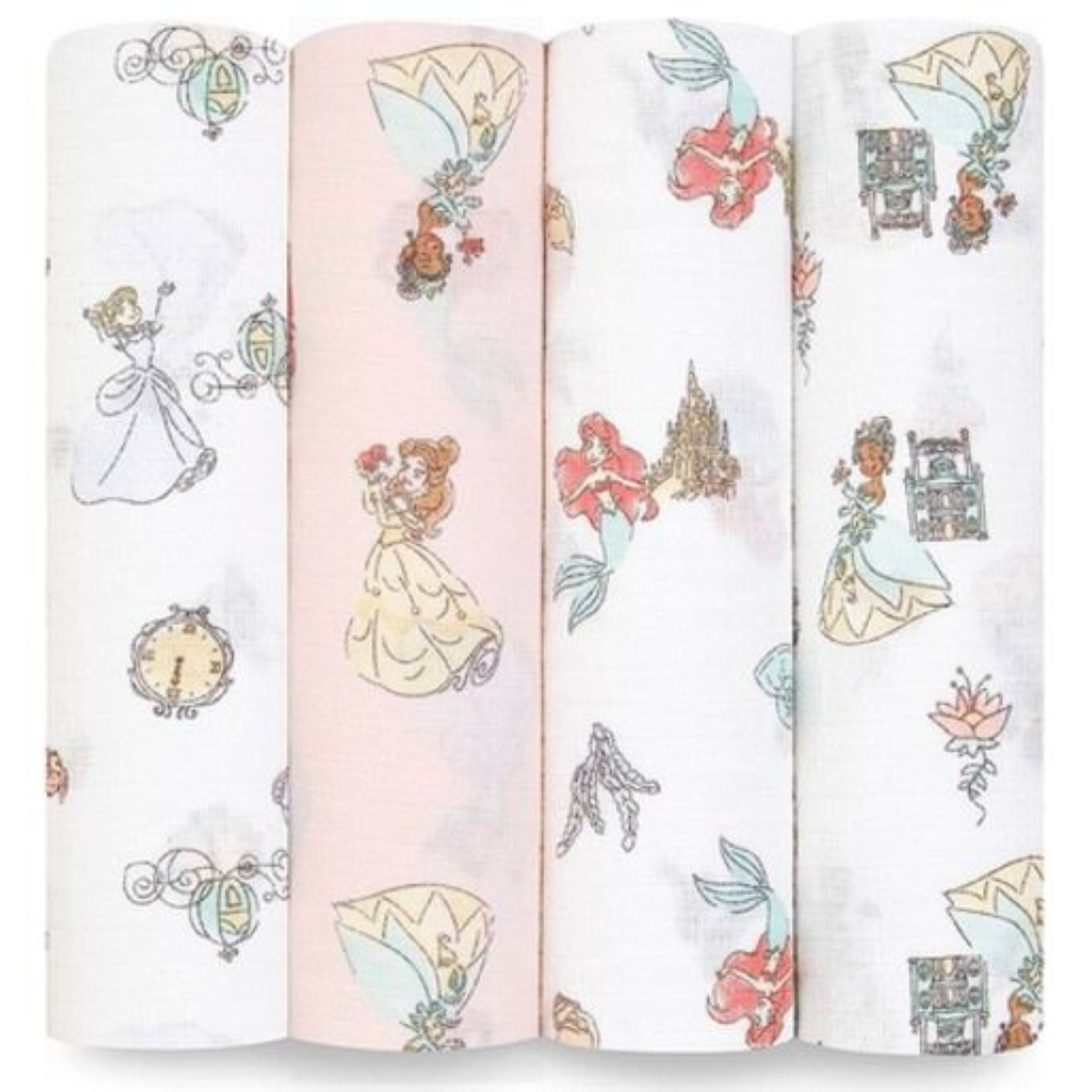 Aden + Anais Essentials Cotton Swaddle Disney Princess (Pack of 4)