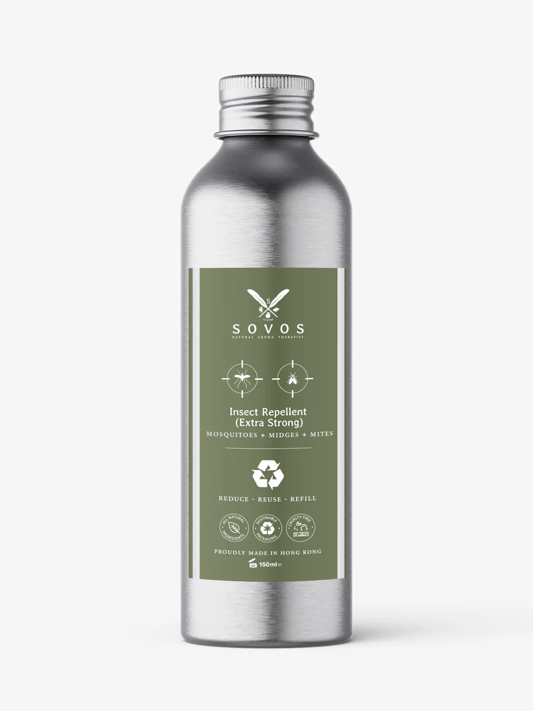 SOVOS Botanical Insect Repellent (Outdoor Extra Strong Formula, DEET FREE)