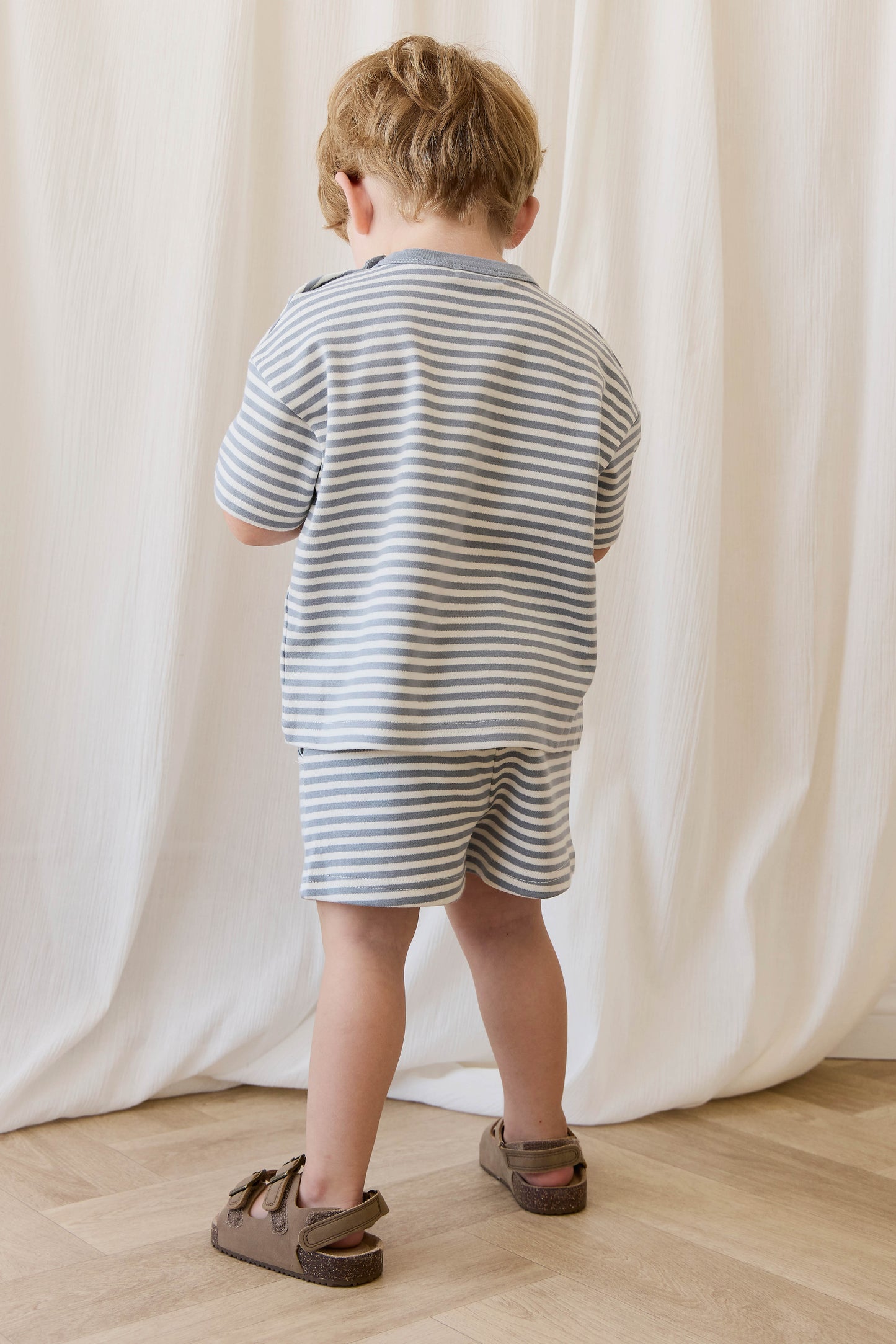 Jamie Kay Pima Cotton Wesley Short - Narrow Stripe Dawn / Cloud