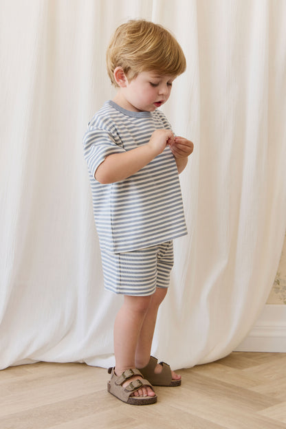 Jamie Kay Pima Cotton Wesley Short - Narrow Stripe Dawn / Cloud