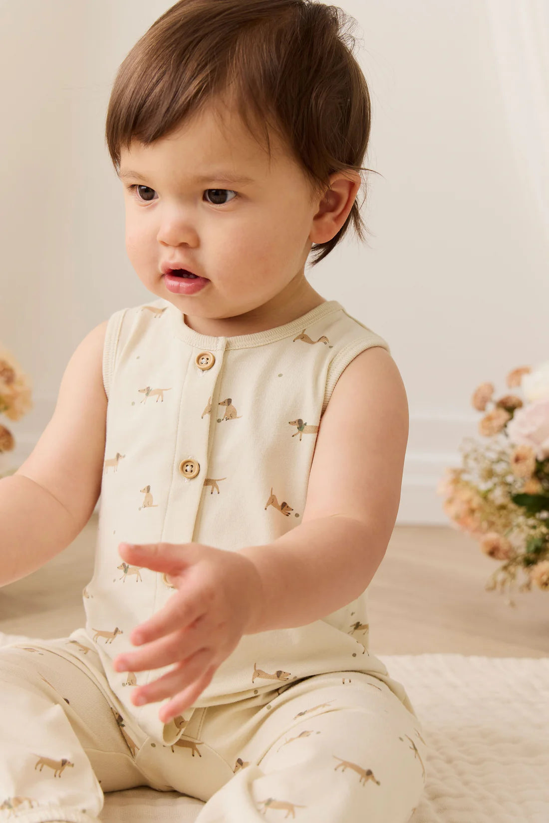 Jamie Kay Organic Cotton Rupert Onepiece - Play Ball Cassava