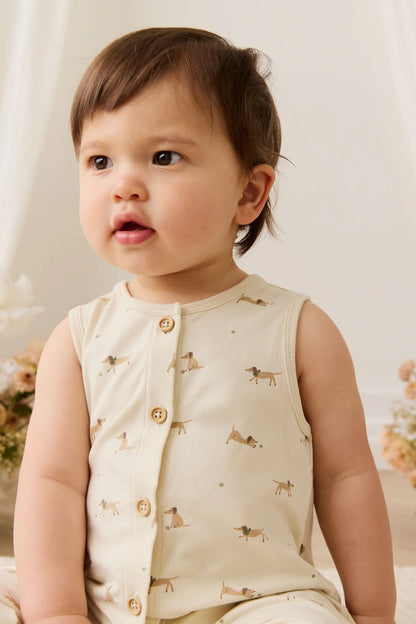Jamie Kay Organic Cotton Rupert Onepiece - Play Ball Cassava
