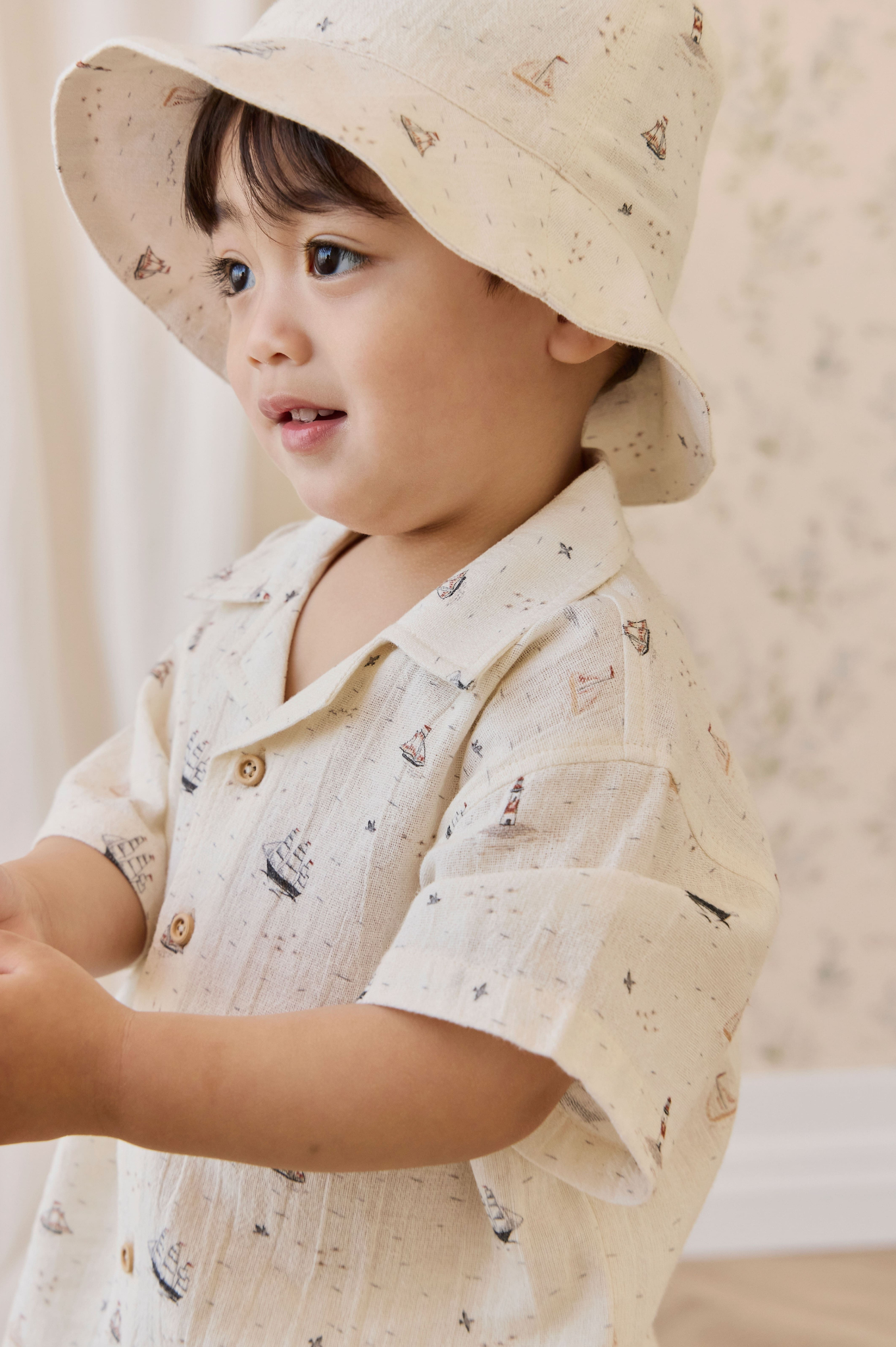 Jamie Kay Organic Cotton Woven Bucket Hat - Sailing Day