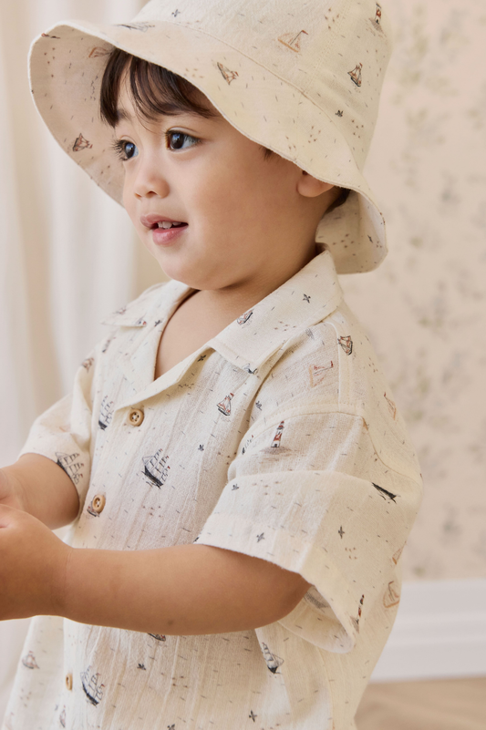 Jamie Kay Organic Cotton Woven Bucket Hat - Sailing Day
