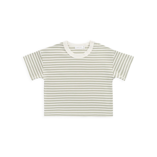 Jamie Kay Pima Cotton Wesley Tee - Narrow Stripe Lichen / Cloud