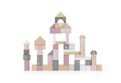 Label-Label Wooden Blocks 50pcs - Pink
