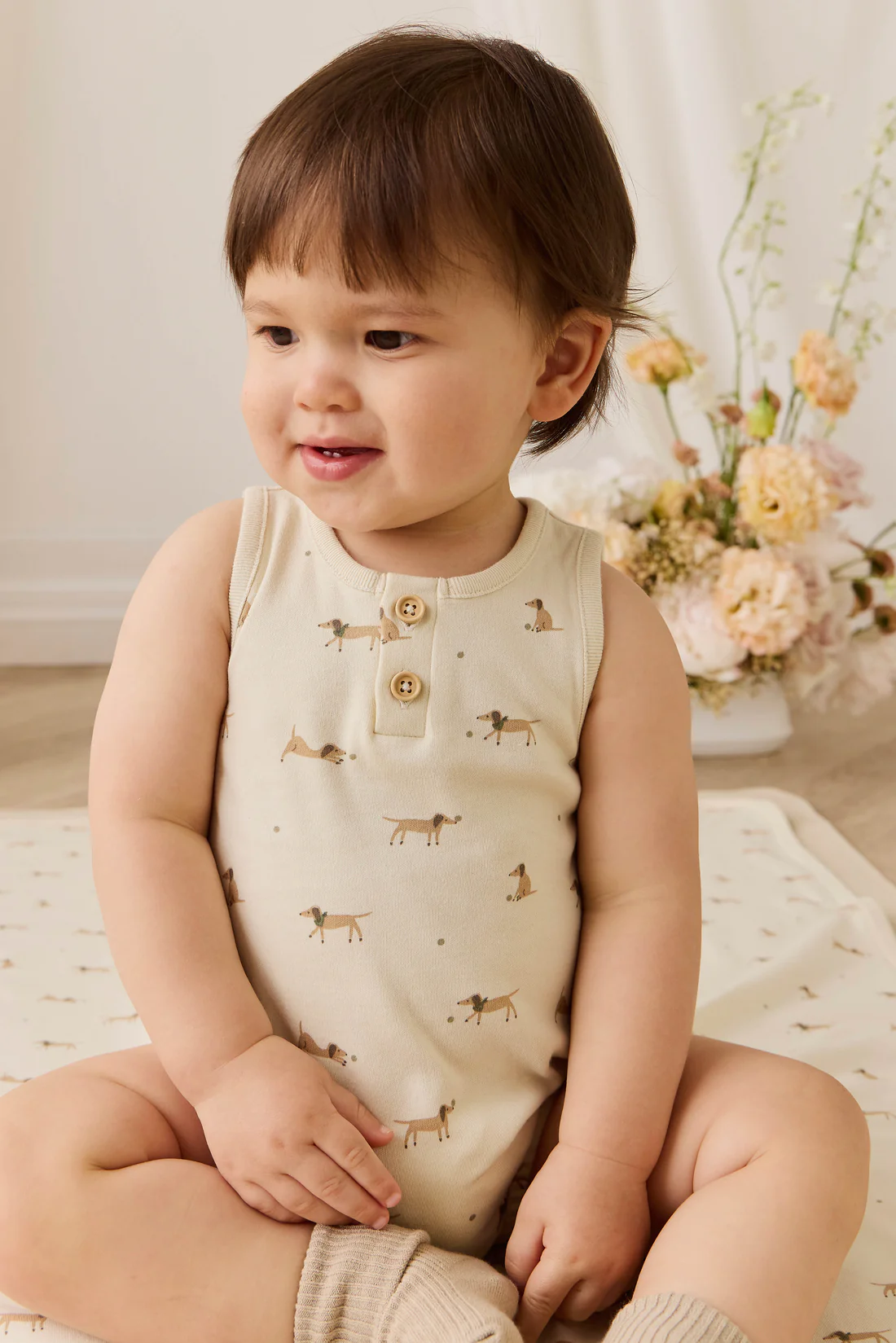 Jamie Kay Organic Cotton Archie Playsuit - Play Ball Cassava