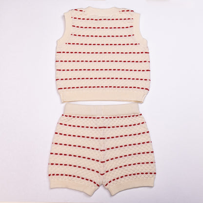 Stripe Vest Sets Red (6-12M)