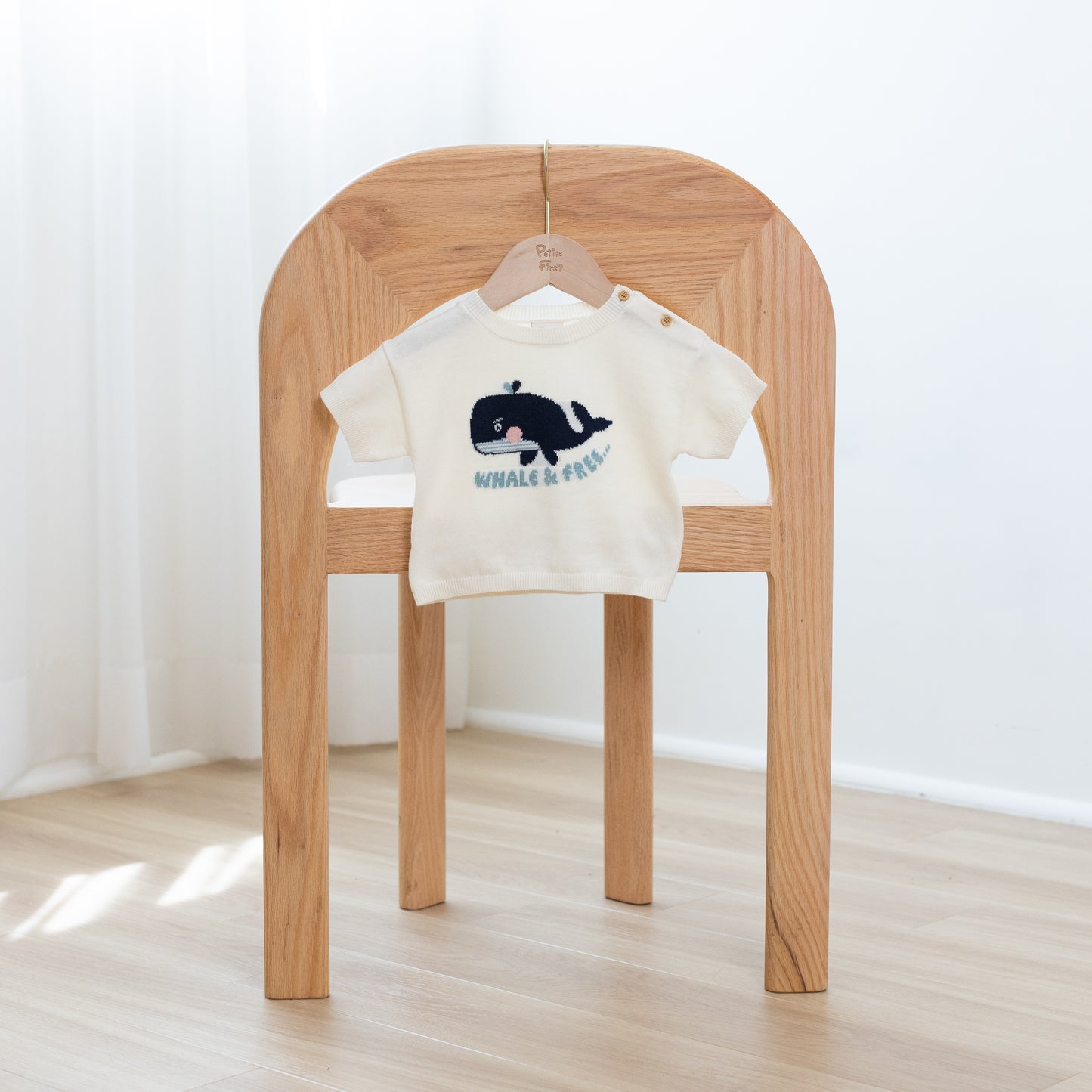 Round Neck T-shirt | Whale Printed Pattern (6-12M)