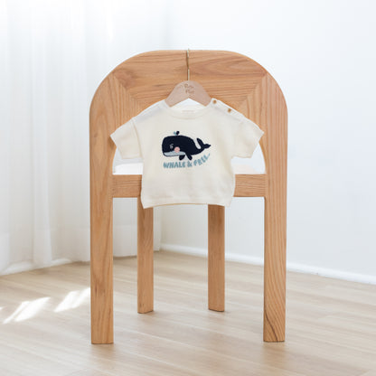 Round Neck T-shirt | Whale Printed Pattern (6-12M)
