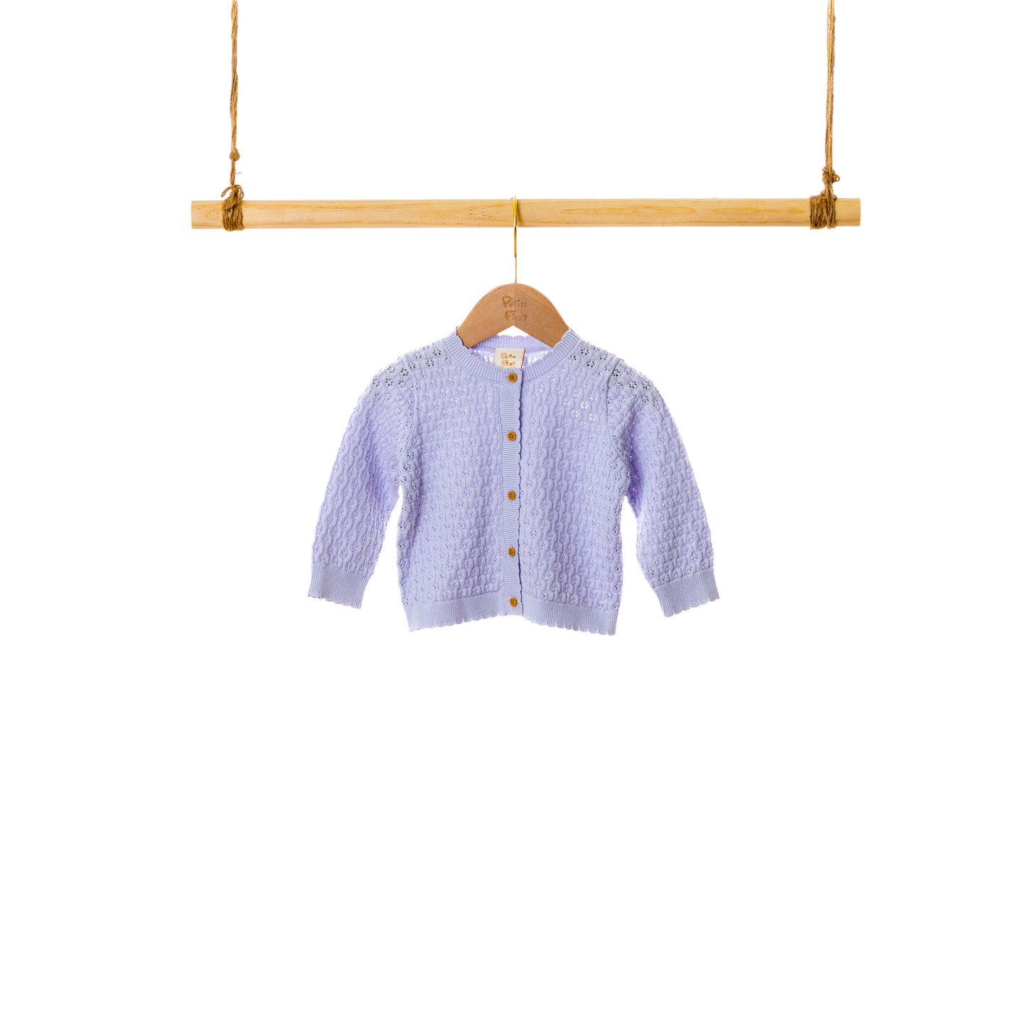 Crew Neck LS Pointelle Cardigan (6-12M / 18-24M / 3Y)