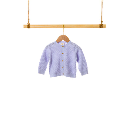 Crew Neck LS Pointelle Cardigan (6-12M / 18-24M / 3Y)