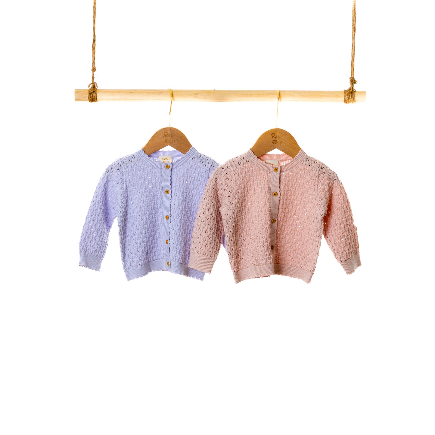 Crew Neck LS Pointelle Cardigan (6-12M / 18-24M / 3Y)