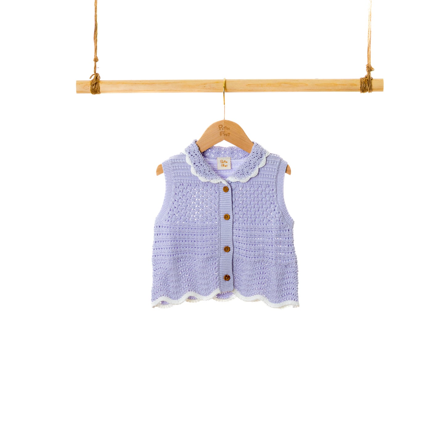 Polo SS Pointelle Vest Cardigan (18-24M / 3Y)