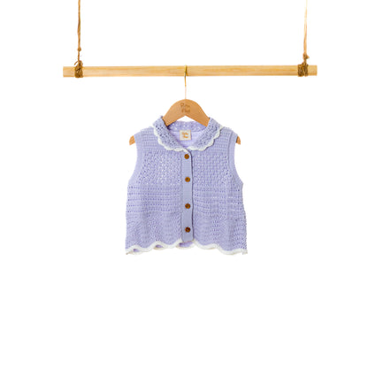 Polo SS Pointelle Vest Cardigan (18-24M / 3Y)