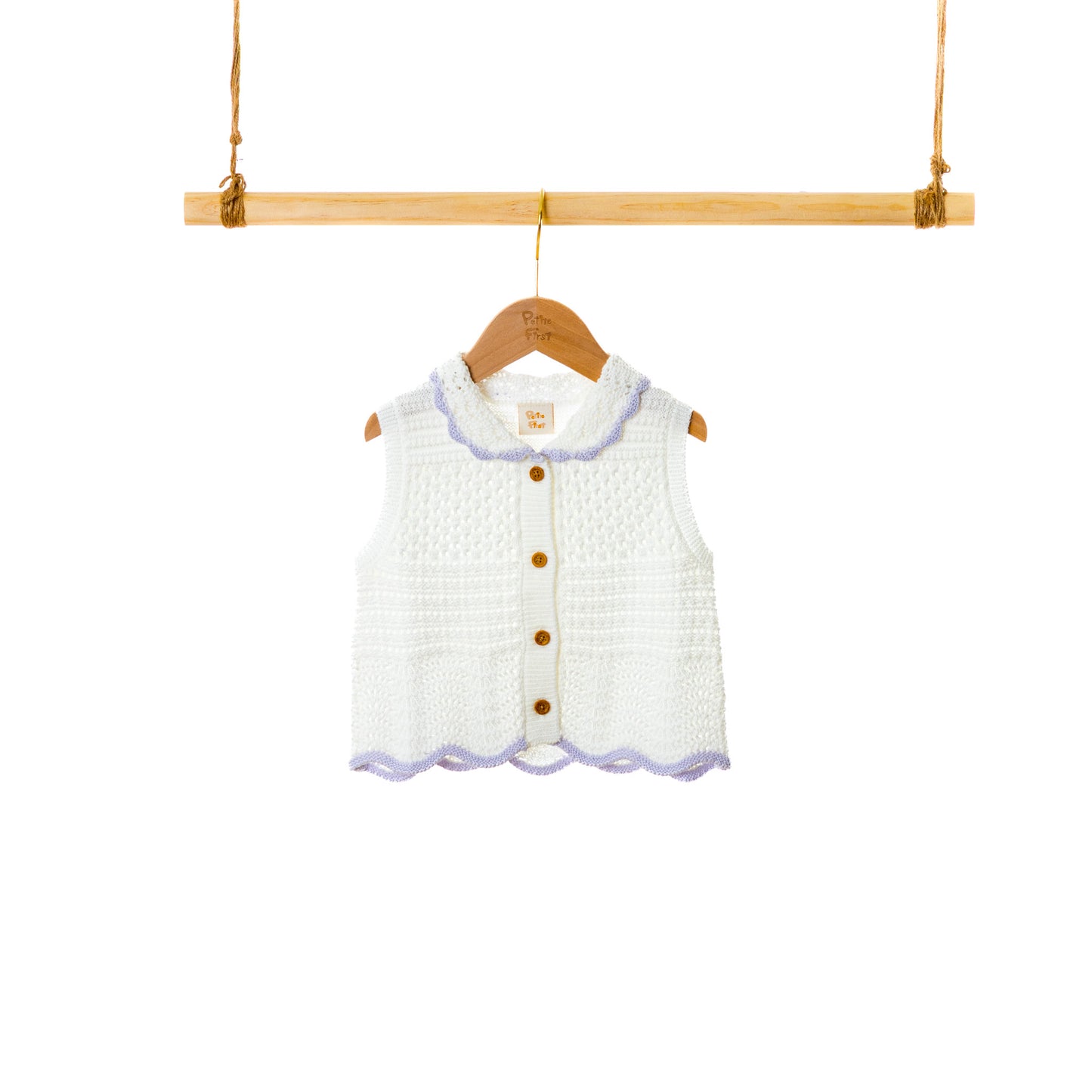 Polo SS Pointelle Vest Cardigan (18-24M / 3Y)