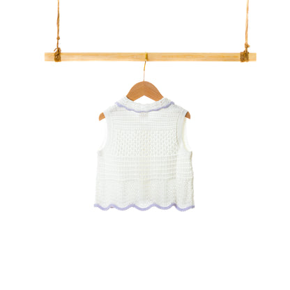 Polo SS Pointelle Vest Cardigan (18-24M / 3Y)
