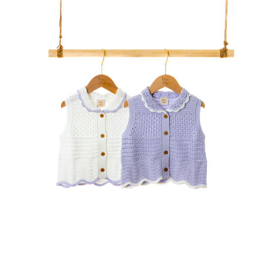 Polo SS Pointelle Vest Cardigan (18-24M / 3Y)