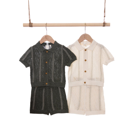 Striped Pontelle Polo Cardigan Sets (18-24M / 2-3Y)