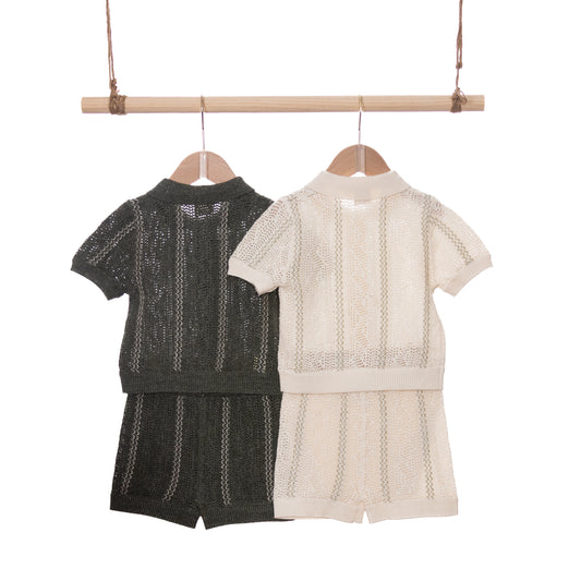 Striped Pontelle Polo Cardigan Sets (18-24M / 2-3Y)