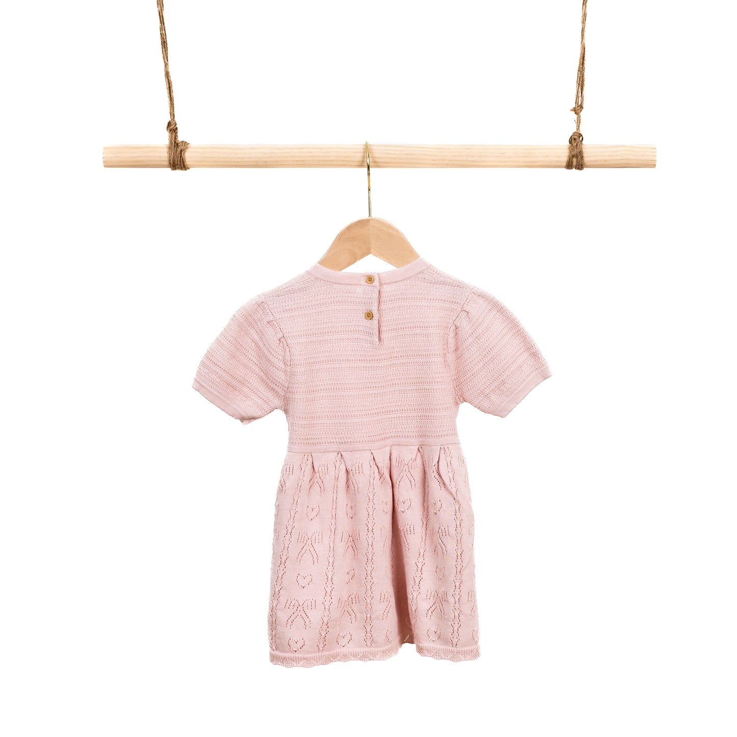 SS Dress with Hearts/ Bow Pointelle (6-12M / 18-24M / 2-3Y)