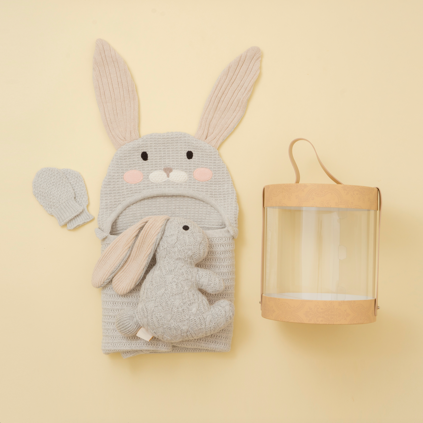 Little Bunny Blanket & Bonnie Gift Set - Heather Grey