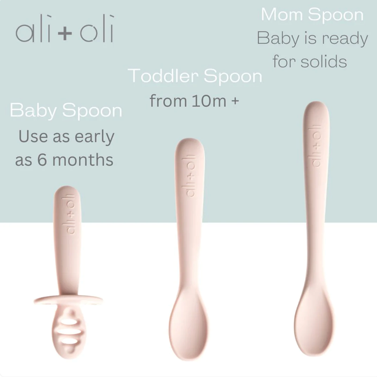 Ali+Oli (3-pc) Multi Stage Spoon Set for Baby (Blush) 6m+