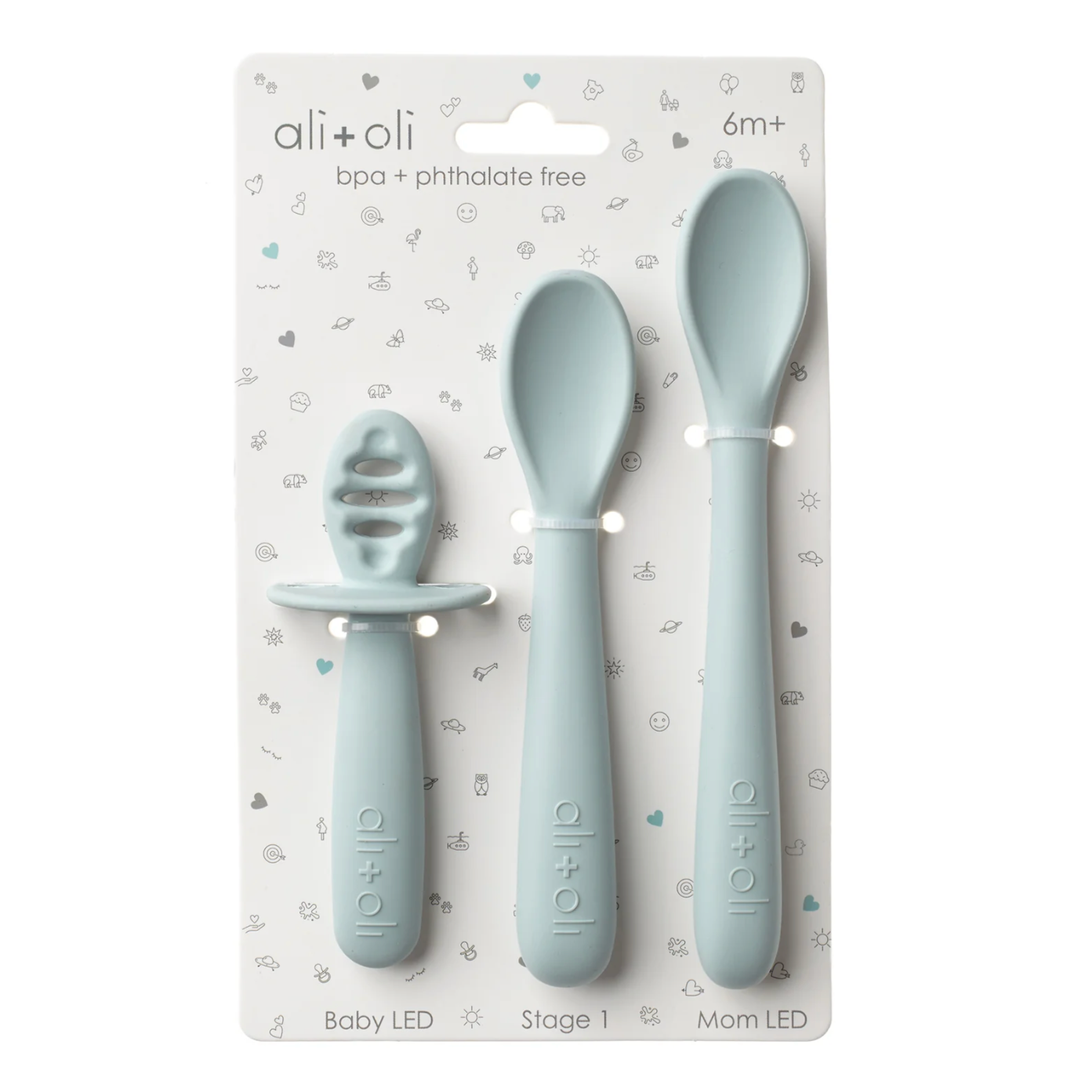 Ali+Oli (3-pc) Multi Stage Spoon Set for Baby (Blue) 6m+