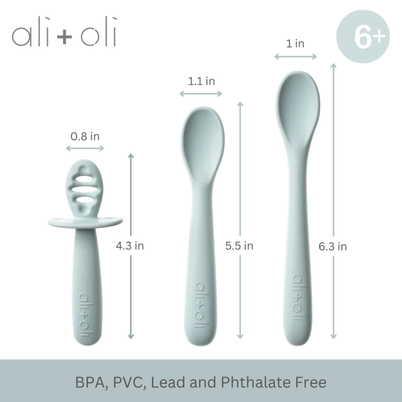 Ali+Oli (3-pc) Multi Stage Spoon Set for Baby (Blue) 6m+