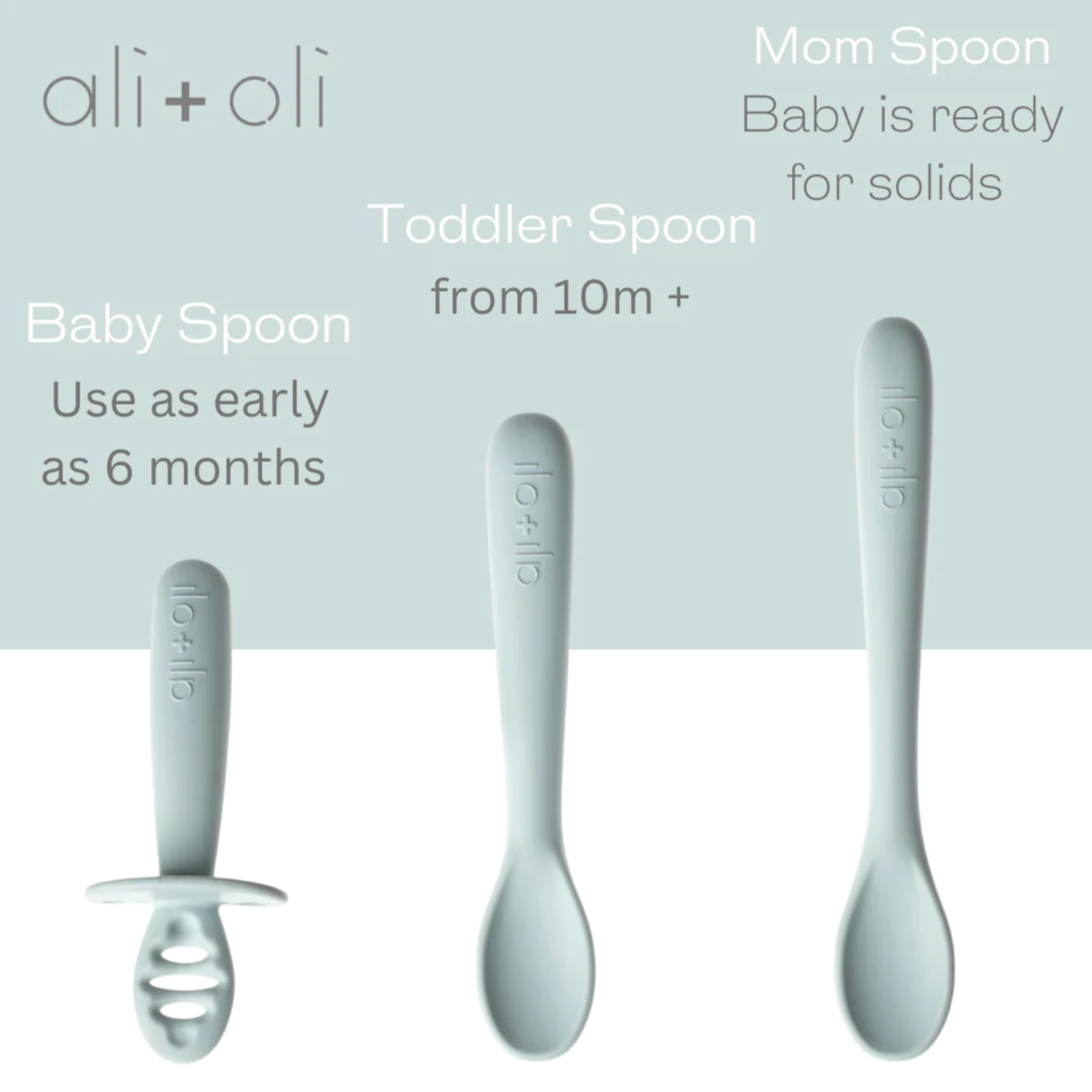 Ali+Oli (3-pc) Multi Stage Spoon Set for Baby (Blue) 6m+