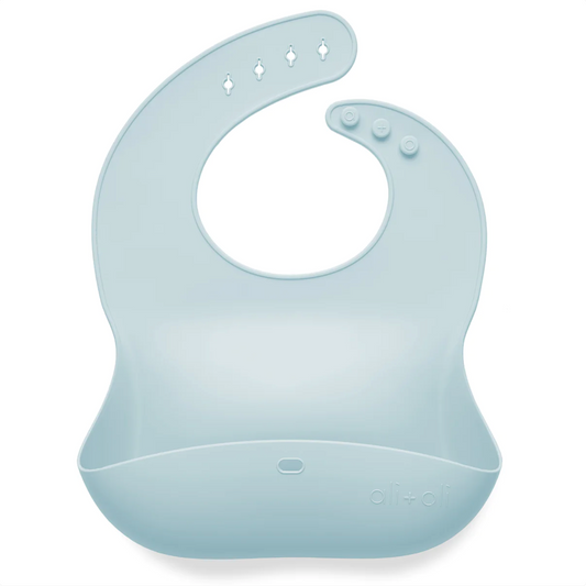 Ali+Oli Silicone Baby Bib Roll Up & Stay Closed (Sky)