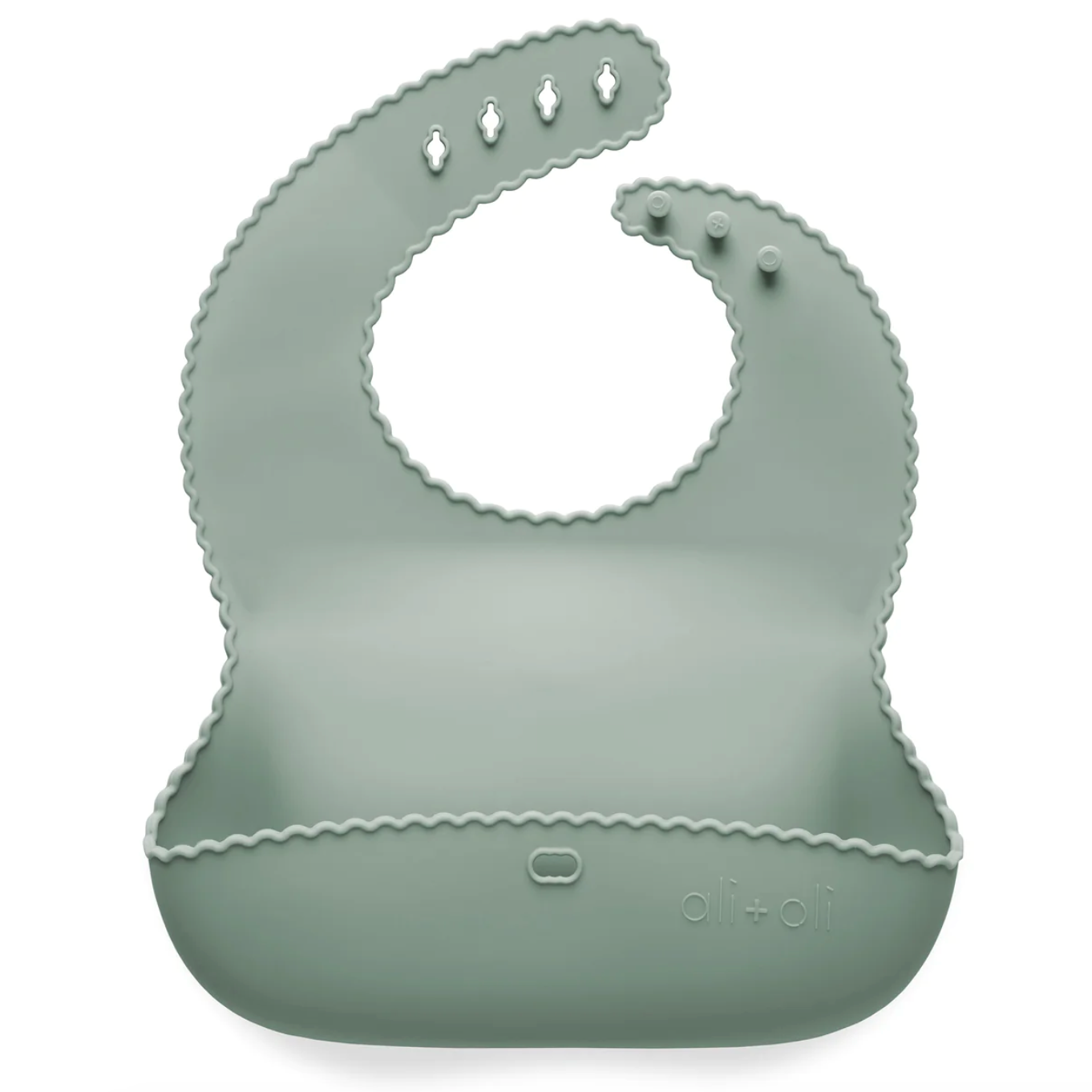 Ali+Oli Silicone Roll-Up Baby Bib (Mint) Wavy Edge