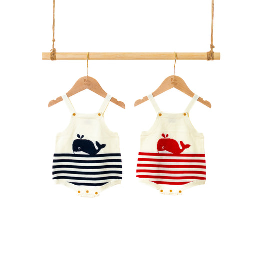 Romper / Onesie | Whale Printed Knitted
