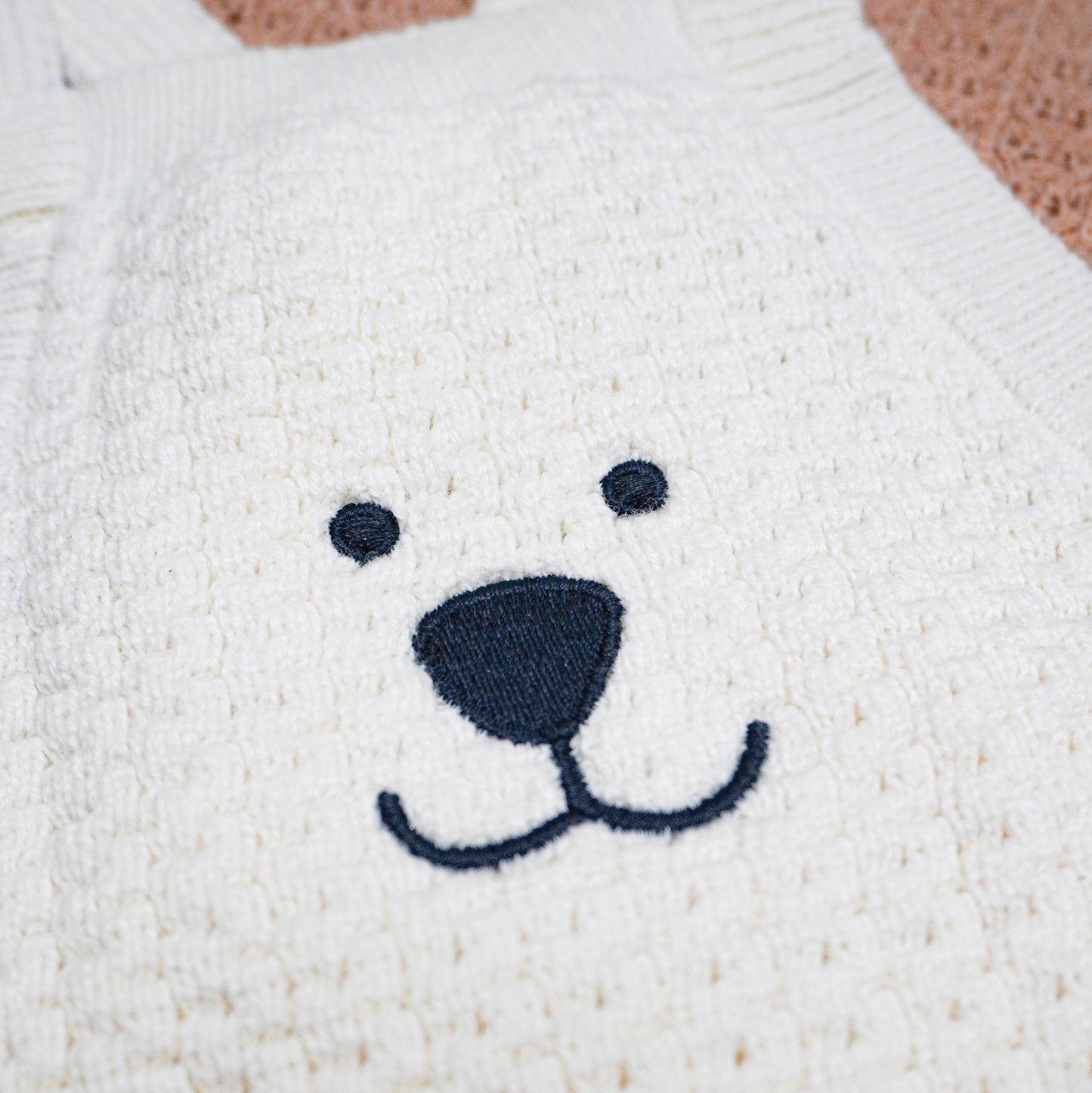 Bear Face Baby Onesie Cream