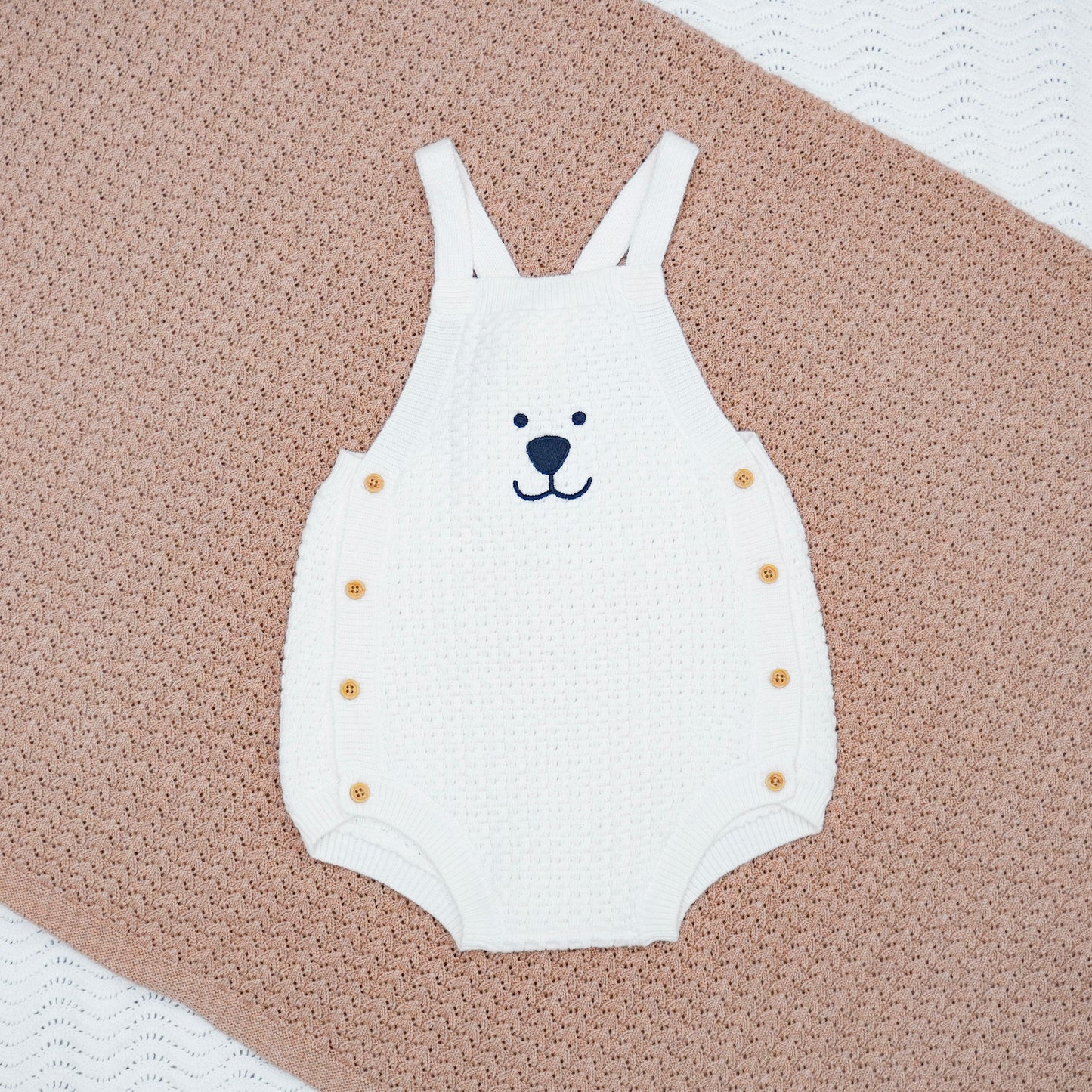 Bear Face Baby Onesie Cream