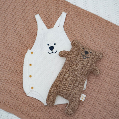Bear Face Baby Onesie Cream (6-12M)